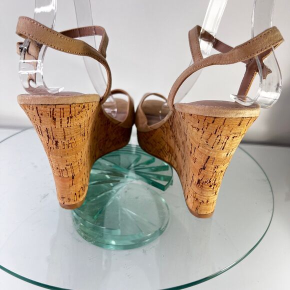 Charles by Charles David Lambert Wedge Sandals Nude Faux Suede Cork - Picture 5 of 9